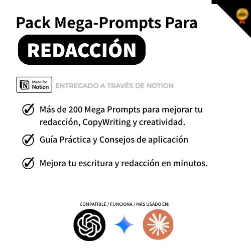 Pack Mega-Prompts Para Redacción - Rey Del Prompt